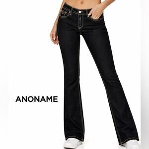 ANONAME Chrissy Jeans Womens Size 28" Blue Curvy Straight Low Rise Dark Wash